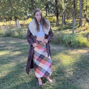 Laura Ashley Autumn Preppy Plaid Skirt Linen Cotton Blend UK 8 EUR 34 USA 4